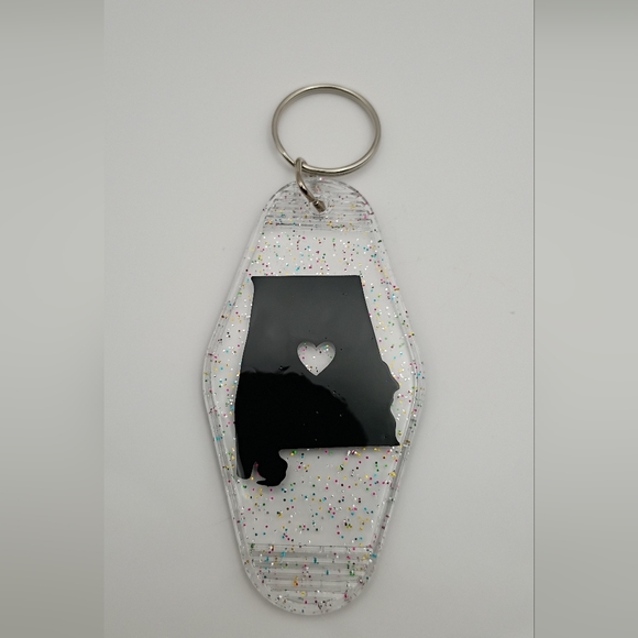 Vintage Style Clear And Black Alabama Keychain - Picture 2 of 3